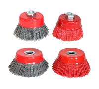 Roue De Brosse Abrasive En Nylon De Tasse De 100 Mm 4 Pouces M14X3inch | P80 Pile polymère-abrasif for outil de meuleuse d'angle(4inch Red grit 80,2pc)