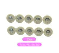 Roue De Brosse De Polissage,Matériaux De Laboratoire Dentaire,Poils De Chèvre Blancs Doux,Poils De Poney,Poils Éloignés,Buff À Basse Vitesse,2.35mm,10 Pièces Par Sac - Type 25mm-Wgh-St