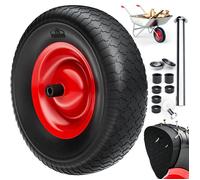 GARDEBRUK® Roue de brouette increvable caoutchouc plein PU 4.80/4.00-8 Ø390mm jante acier 200kg axe roue de secours remplacement brouette pneu
