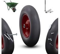 Roue de brouette AREBOS en polyuréthane increvableAccessoires pour brouette Pneu avec jante en acier 4.80/4.00-8 Roue de rechange en caoutchouc avec essieu