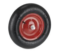 Relaxdays Roue de brouette avec axe 4.80 4.00-8, à air, Jante en Acier, 4PR, de Secours, Jusqu’à 120 kg, Noir & Rouge