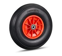 Roue de brouette Caoutchouc 4.00-6, Lot de 4, Rechange axe, increvable, essieu, 3 adaptateurs, 100 kg, Noir-Rouge
