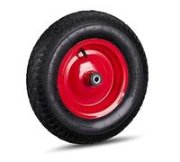 Roue de brouette caoutchouc, lot de 4, 3 adaptateurs par roue, axe, essieu 4.80 4.00-8, jusqu'à 120 kg, noir - rouge