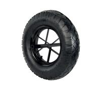 Oxeo Roue de brouette Gonflable 385 x 95 mm - axe soudée 240 mm - Jante en métal