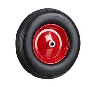 Relaxdays Roue de brouette 4.80 4.00-8, roue en caoutchouc, roue de secours, pneus de diable 100 kg charge, noir rouge