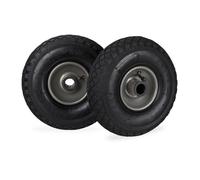 Roue de brouette lot de 4 caoutchouc 100 kg roue de rechange pour axe de 25 mm 3.00-4 noir-gris