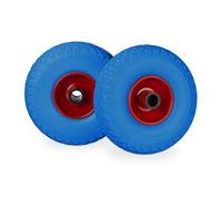 Roue de brouette, lot de 4, caoutchouc, 3.00-4"", roue de rechange, pour axe de 25 mm, 260x85 mm, bleu-rouge