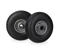 Roue de brouette lot de 4 caoutchouc 3.00-4"" roue de rechange pour axe de 25 mm 260x85 mm noir-gris