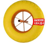 Roue de Brouette Pleine Increvable 15"" - Ø 390 mm, Axe ext 20 mm, Caoutchouc renforcé, Capacité 180 kg - Haute résistance