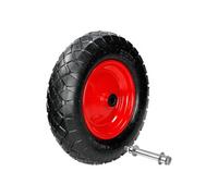 ECD Germany Roue de Brouette Pneumatique à Air 4.80/4.00-8 - Ø 390 mm - Deux Couches de Tissu 2PR - Capacité Charge 200 kg - avec Axe et Jante en Acier - Largeur 95 mm - Roue de Rechange Gonflable