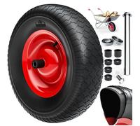 Roue de brouette pneumatique avec axe Roue de rechange Ø 390mm Largeur 95mm Chariot de jardin charrette