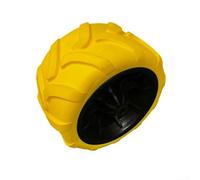 Roue de chariot de camping pliable en polyuréthane de 17,8 x 10,2 cm, capacité de charge de 100 kg, excellente mémoire élastique et résistance à la déchirure (noir et jaune)