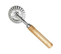Roue de coupe de pâtes, roulette ravioli, coupe-rouleau à pâtes avec bord rainuré et poignée en bois, outil de sertissage de raviolis, coupe-rouleau à pâtisserie pour la fabrication de boulettes et
