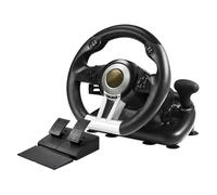Roue de course et pédales avec pédale linéaire, construction ABS, design ergonomique pour un contrôle précis, compatible avec PC, PS4, Nintendo Switch (noir)