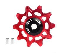 Roue de dérailleur arrière de vélo 10T ou 16T avec poulie de guidage à billes en porcelaine et deux bagues Convient pour les systèmes de dérailleur de vélo multi-vitesses (10T rouge)