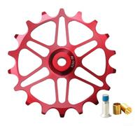 Roue de dérailleur de vélo en alliage 16T rouge CNC lisse | Aluminium usiné CNC, rotation fluide, résistant à la rouille, nombre de dents 16T, finition rouge pour VTT