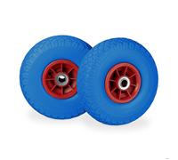Roue de diable 4x roue de brouette caoutchouc 3.00-4"" 260 x 85 mm pour axe de 20 mm bleu-rouge