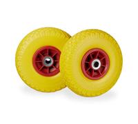 Roue de diable 4x roue de brouette caoutchouc 3.00-4"" 260 x 85 mm pour axe de 20 mm jaune-gris