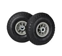 Roue de Diable, Lot de 2, Roues de brouette, Rechange, 3.00-4, Caoutchouc, 260x85 mm, essieu 20 mm, 80 kg, Noir-Gris