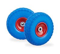 Relaxdays Roue pour diable bleu-rouge en lot de 4