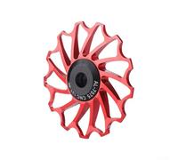 Roue de guidage en alliage d'aluminium à profil à dents profondes adaptée pour les vélos de route, réduit l'usure de la chaîne et engagement fiable pendant le cyclisme (rouge 13T)