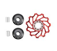 Roue de guidage en alliage d'aluminium à profil profond pour vélos de route améliore les changements de vitesse et réduit le glissement de la chaîne (rouge 11T)