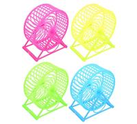 Roue de Hamster D’Exercice Silencieuse Support, Lot de 4, Plastique | Cages, Sécurité Intégrée, Convient Hérissons, Accessoire Pratique pour Petits Animaux