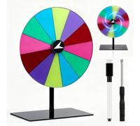 Roue de la Fortune 20cm, Roue de la Chance avec 12 Emplacements Colorés | Roule de Bonheur avec Support et Stylo de Nettoyage,Roue Loterie pour Jeux de Loterie, Jeux de Mots, Carnaval, Fête Coloré