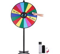 roue de la fortune de 91 cm avec 18 compartiments, roue de la roulette avec stylo effaçable à sec & 2 marqueurs, à poser sur une table ou sur le sol pour jouer à des jeux de hasard lors de soirées, da