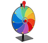 Roue de la Fortune Relaxdays, 30 cm, Roue de Table, 10 Cases, inscriptible et effaçable à Sec, PVC et Fer, Multicolore