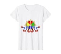 Roue de la Loi du Chakra du Dharma Dharmachakra T-Shirt Graphique avec Valeur, Femme, Blanc, XL