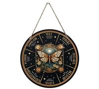 Roue de l'année à suspendre au mur, 30, 5 cm, ronde, exquise, décoration païenne, panneau de sorcière, calendrier Wicca en bois naturel, panneau décoratif pour la maison, décoration païenne