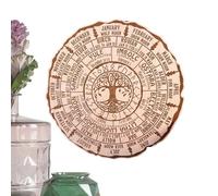 Roue de l'année - Calendrier païen en bois fait à la main, ornement d'arbre de vie, signe de vacances du sabbat Wiccan, lune solaire céleste vintage | Décoration murale d’ de Noël pour cadeaux ri