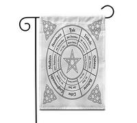 Roue De L'Année Païenne, Calendrier Wiccan, Autel Annuel Drapeaux Résistant Aux Intempéries Garden Flag Double Face Drapeau De Jardin Pour Porche Bar Cour 30X45Cm