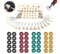 Roue de Polissage pour Accessoires Dremel kit Polissage en Laine Outil Multifonction mini Polisseuse Accessoire pour Verre Bois Metal Horloge Bijoux Artisanat Perceuse Polissage Gravure 140 Pcs