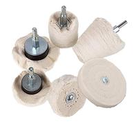 Roue de polissage pour perceuse, Aobetak 6 pièces avec poignée de 6,35 cm pour meuleuse Outil de polissage, kit de tampon de perçage pour voiture, métal, acier inoxydable