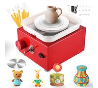 Roue de Poterie Électrique, 2000RPM Mini Tour de Potier avec Bassin en ABS Amovible et Plateau Tournant de 6,5/10 cm Machine à Tour Outil d'argile pour Céramique Bricolage Fabrication