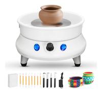 Roue de Poterie Électrique, Couleeur 15CM Vitesse Réglable de 0 à 200 tr/min Machine Électrique de Poterie, Tour de Potier avec Cuve Amovible et 11 Outils de Façonnage pour Poterie DIY