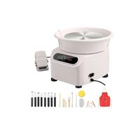 VEVOR Roue de Poterie Tour de Potier 280 mm 350 W avec Pédale et Tablier Blanc