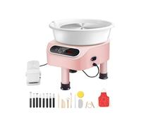 VEVOR Roue de Poterie Tour de Potier 280 mm 450 W avec 3 Pieds Artisanat Rose