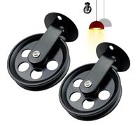 Roue de poulie - 2 rouleaux de levage de lustre, poulies de levage de plafond murales, élévateurs de fil de remorque, accessoires rétro américains en fer forgé pour remorques industrielles