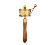 Roue de prière à main pour méditation relaxante en alliage Tibétain Bouddhiste Six Personnages Vérité Spinner 19,5 x 13 x 6 cm