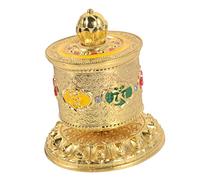 Roue de prière bouddhiste décorative en cuivre exquise manivelle roue de prière bouddhiste métal alliage solide Premium avec mantra en six mots pour décoration pour maison, bureau et restaurants