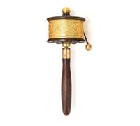 Roue de prière bouddhiste, Moulin à prières, Roue de prière bouddhiste à manivelle en alliage, mantra à six mots du bouddhisme tibétain(Gold)