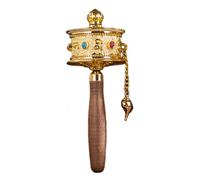 Roue de prière bouddhiste tibétaine - Portable et design lisse à manivelle à la main, six mantras sacrés gravés pour la méditation, la décoration d'intérieur, les pratiquants bouddhistes, les