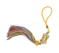 Roue de Prière Suspendue pour Voiture, Fil coloré, Pompon, Miroir, Ornement de sécurité, Pendentif, Rétroviseur Tibétain, Baril, Glands Bouddhistes Dorés