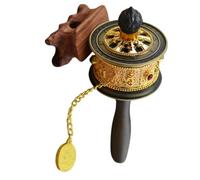 Roue de prière tibétaine, Bouddhiste à Main avec parchemin for se détendre, Prier, méditation, 1 pièce(Gold)