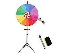 Roue de prix rotative de 61 cm, roue porte-bonheur à tourner, 14 couleurs, jeu de griffonnage avec roue porte-bonheur effaçable et rangement avec plateau, jouet de couleur pour jeux de loterie