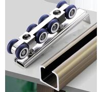 Roue de rail, kit quincaillerie for porte poche robuste - Rail grange coulissante en aluminium qualité commerciale avec rouleaux, montage au plafond, installation facile(1.7m/5.6ft)
