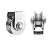 Roue de rail robuste en forme de U pour portail coulissant 16 mm de large - Galet en acier inoxydable 304 avec double roulement, capacité de charge jusqu'à 300 kg, installation encastrée, silencieux e